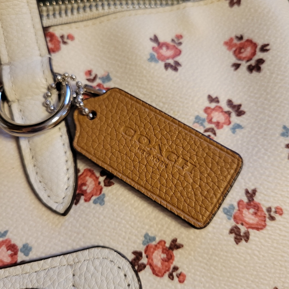 **** SALE****Coach Taylor Floral Print Tote 27165 Chalk White/Multi - Picture 8 of 16